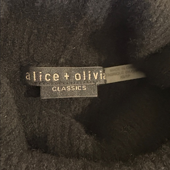 Alice+Olivia Jacob Diagonal Cashmere Turtleneck Sweater, XS, Black Cream - Picture 6 of 7